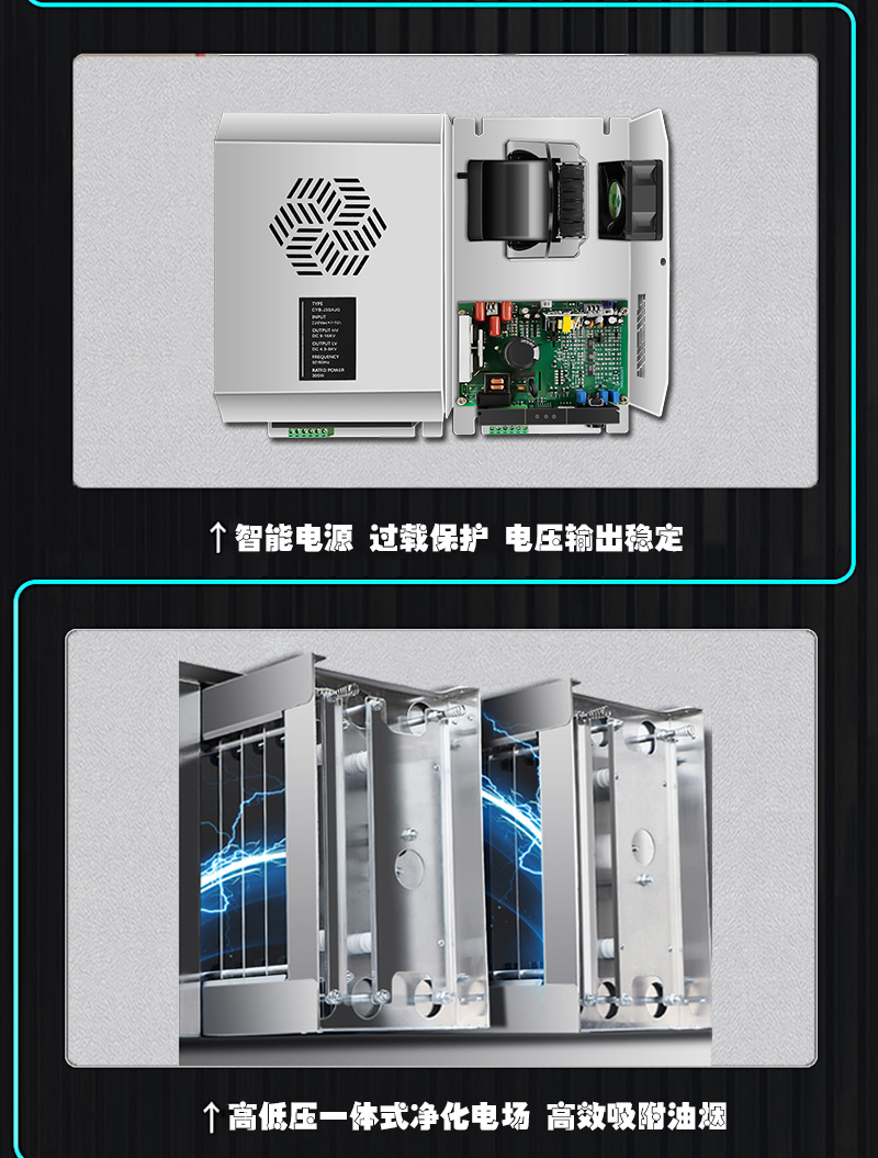 中吉藍(lán)煙罩式油煙凈化一體機(jī)特點(diǎn)